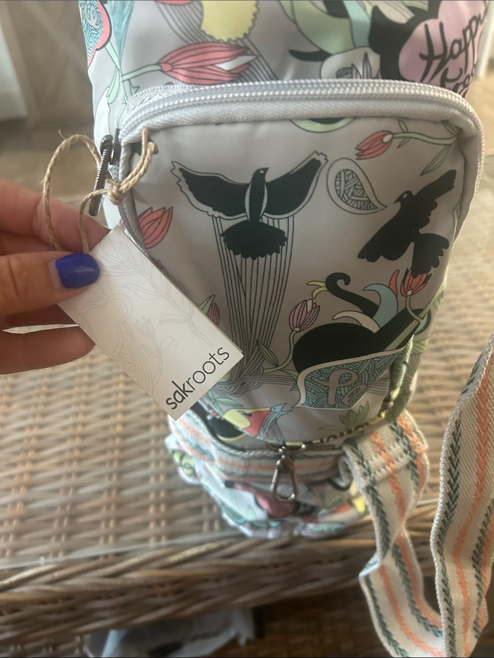 Sakroots Gray Yoga Mat/Bag with Pastel Bird & Floral Print - Picture 2 of 5
